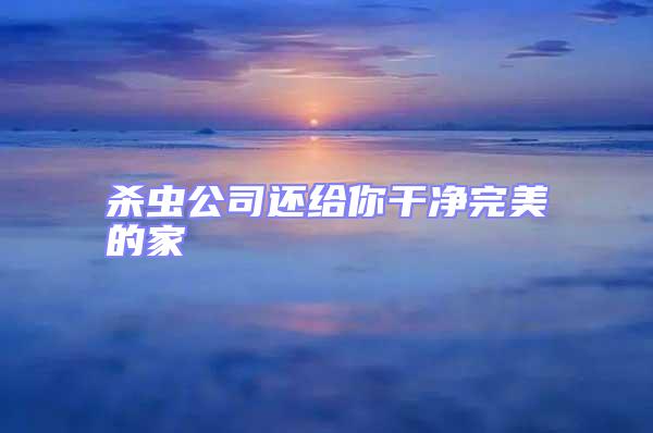 殺蟲公司還給你干凈完美的家