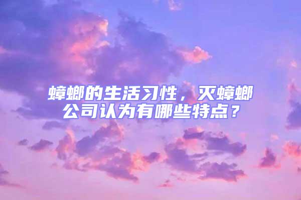 蟑螂的生活習性，滅蟑螂公司認為有哪些特點？