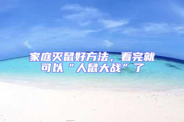 家庭滅鼠好方法,看完就可以“人鼠大戰”了