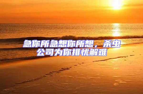 急你所急想你所想,殺蟲公司為你排憂解難