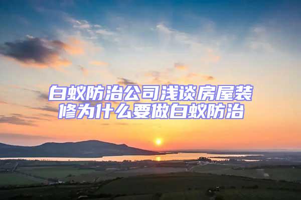 白蟻防治公司淺談房屋裝修為什么要做白蟻防治