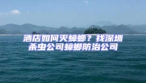 酒店如何滅蟑螂？找深圳殺蟲(chóng)公司蟑螂防治公司