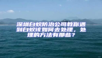 深圳白蟻防治公司教你遇到白蟻該如何去處理，處理的方法有那些？